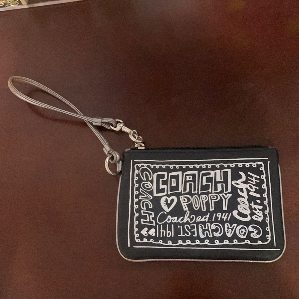 Coach Black Genuine Leather Wristlet